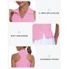 MoFiz Women’s Golf Shirts Sleeveless Tennis Tank Tops Racerback Polo V Neck Collared Quick Dry Athletic Tanks(Pink 02 M)
