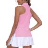 MoFiz Women’s Golf Shirts Sleeveless Tennis Tank Tops Racerback Polo V Neck Collared Quick Dry Athletic Tanks(Pink 02 M)