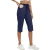 MoFiz Capri Pants for Women Lightweight Ice Cool Capris for Women Casual Summer Trip Loose Shorts with Zipper Pockets(A04-navy Blue)