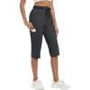 MoFiz Capri Pants for Women Lightweight Ice Cool Capris for Women Casual Summer Trip Loose Shorts with Zipper Pockets(A05-dark Gray)