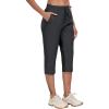 MoFiz Capri Pants for Women Lightweight Ice Cool Capris for Women Casual Summer with Zipper Pockets(D05-dark Gray)