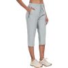 MoFiz Capri Pants for Women Lightweight Ice Cool Capris for Women Casual Summer with Zipper Pockets(D06-light Gray)