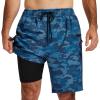 MoFiz Men’s Swim Trunks 9″ Quick Dry Mens Broad Beach Shorts Stretch Mens Swim Shorts(Camo Blue)