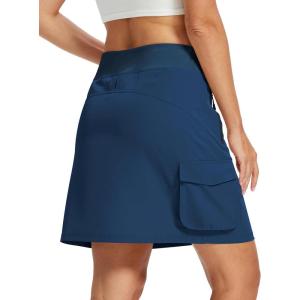 MoFiz Women 18″ Hiking Cargo Skort with Pockets High Waisted Athletic Casual Summer Quick Dry Golf Tennis Skirts(Sea Blue)
