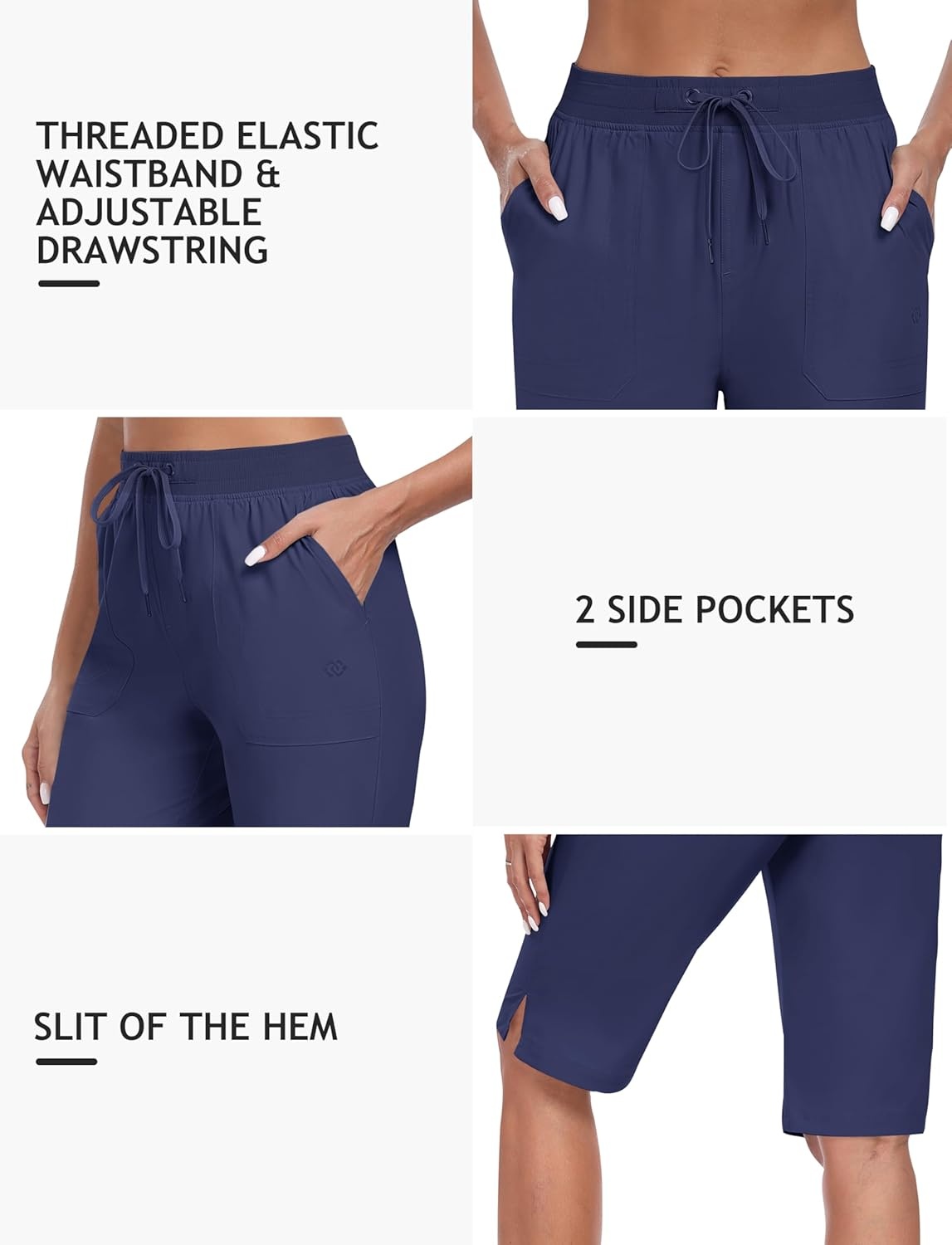 image:imageMoFiz Womens 13 Knee Length Hiking Shorts Quick Dry Water Resistant Athletic Travel Golf Bermuda Shorts with 3 PocketsA02navy Blue