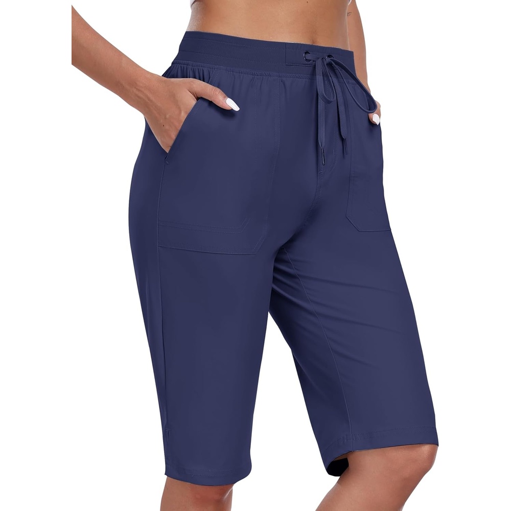 image:imageMoFiz Womens 13 Knee Length Hiking Shorts Quick Dry Water Resistant Athletic Travel Golf Bermuda Shorts with 3 PocketsA02navy Blue