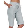 MoFiz Womens 13″ Knee Length Hiking Shorts Quick Dry Water Resistant Athletic Travel Golf Bermuda Shorts with 3 Pockets(A06-light Gray)