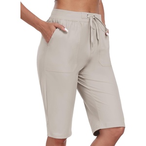 MoFiz Womens 13″ Knee Length Hiking Shorts Quick Dry Water Resistant Athletic Travel Golf Bermuda Shorts with 3 Pockets(A03-light Khaki)