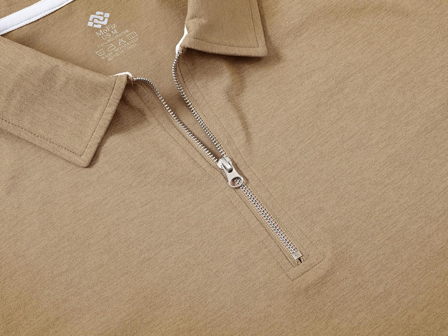image:imageMoFiz Mens Tracksuits Sets Shorts Quarter Zip Polo Shirts Bottom Shorts Outfits Sport Suits Casual Walking Sets ComfyAkhaki Sets