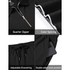 MoFiz Mens Tracksuits Sets Shorts Quarter Zip Polo Shirts Bottom Shorts Outfits Sport Suits Casual Walking Sets Comfy(A-black Sets)