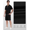 MoFiz Mens Tracksuits Sets Shorts Quarter Zip Polo Shirts Bottom Shorts Outfits Sport Suits Casual Walking Sets Comfy(A-black Sets)