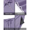 MoFiz Mens Tracksuits Sets Shorts Quarter Zip Polo Shirts Bottom Shorts Outfits Sport Suits Casual Walking Sets Comfy(A-light Purple Sets)