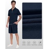 MoFiz Mens Tracksuits Sets Shorts Quarter Zip Polo Shirts Bottom Shorts Outfits Sport Suits Casual Walking Sets Comfy(A-navy Sets)