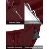 MoFiz Mens Tracksuits Sets Shorts Quarter Zip Polo Shirts Bottom Shorts Outfits Sport Suits Casual Walking Sets Comfy(A-wine Sets)