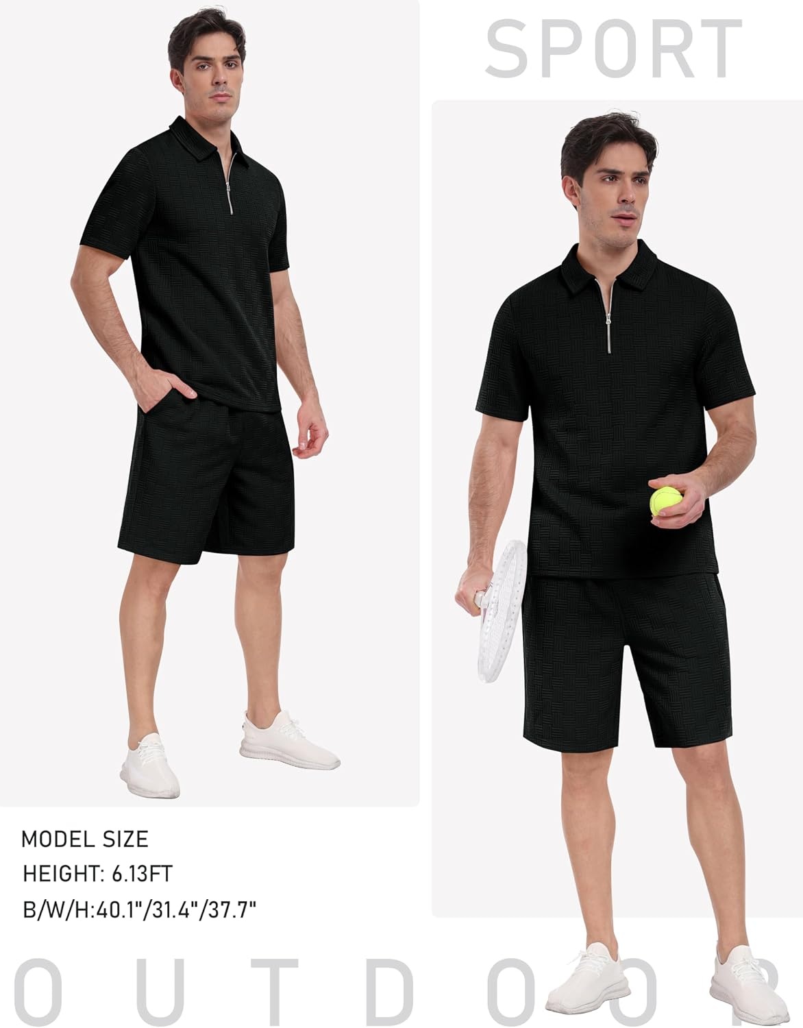 image:imageMoFiz Mens Sweat Suits Set Tracksuit 2 Piece Outfits Short Sleeve Casual Sweatshirt amp Loose Jogging ShortsBlack