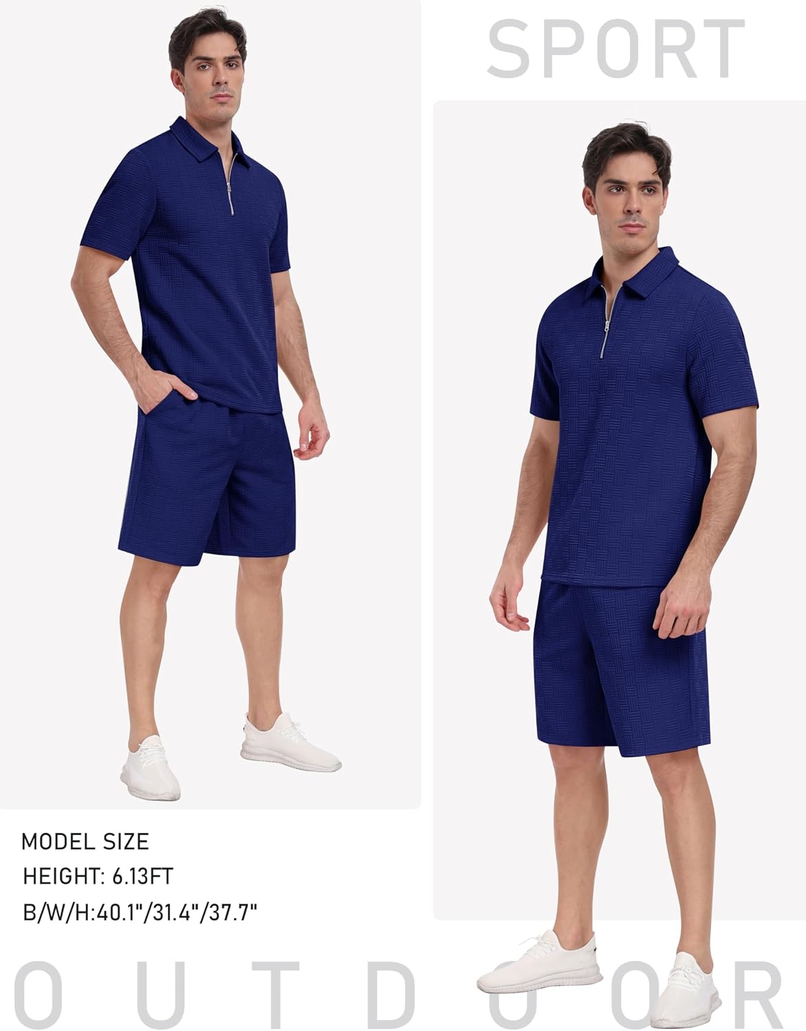 image:imageMoFiz Mens Sweat Suits Set Tracksuit 2 Piece Outfits Short Sleeve Casual Sweatshirt amp Loose Jogging ShortsDeep Blue