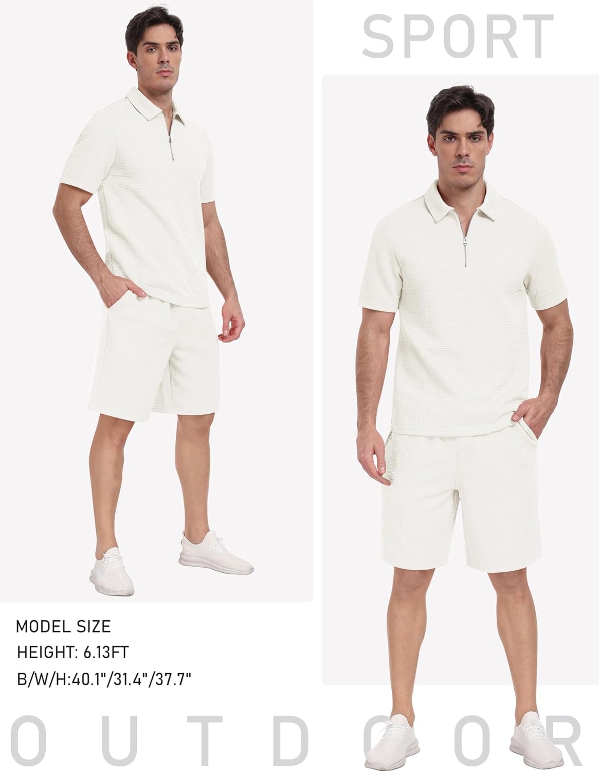 image:imageMoFiz Mens Sweat Suits Set Tracksuit 2 Piece Outfits Short Sleeve Casual Sweatshirt amp Loose Jogging ShortsWhite