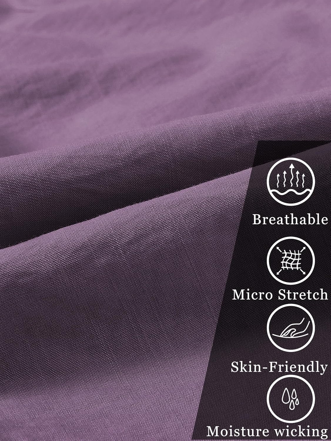 image:imageMoFiz Womens Lightweight Hiking Cargo Pants Outdoor Quick Dry Casual Travel Sweatpants Joggers Elastic Waist Button PocketsA23light Purple