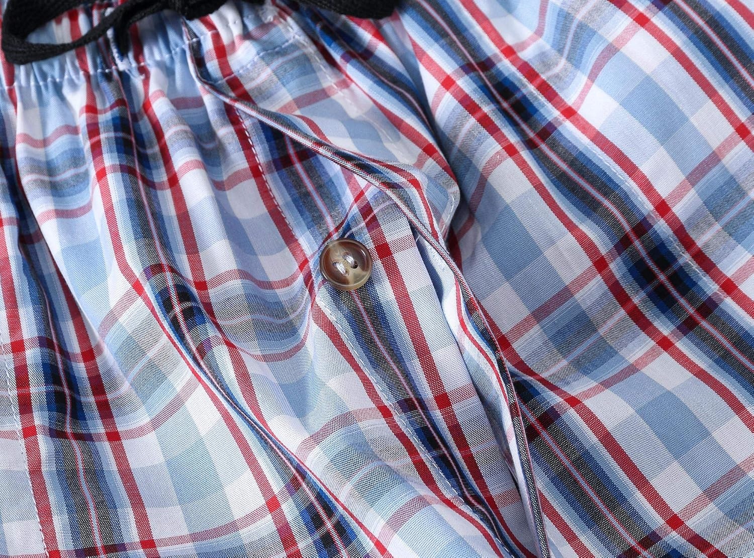 image:imageMoFiz Mens Plaid Pajama Shorts 3Pack Woven Cotton Sleep amp Lounge Shorts Lightweight PJ Bottoms with Pockets amp Button Fly3 Packa