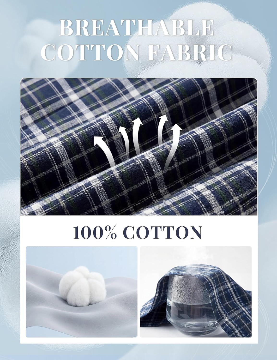 image:imageMoFiz Mens Plaid Pajama Shorts 3Pack Woven Cotton Sleep amp Lounge Shorts Lightweight PJ Bottoms with Pockets amp Button Fly3 Packb