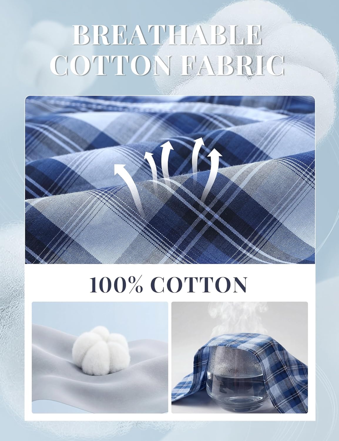 image:imageMoFiz Mens Plaid Pajama Shorts 3Pack Woven Cotton Sleep amp Lounge Shorts Lightweight PJ Bottoms with Pockets amp Button Fly3 Packc
