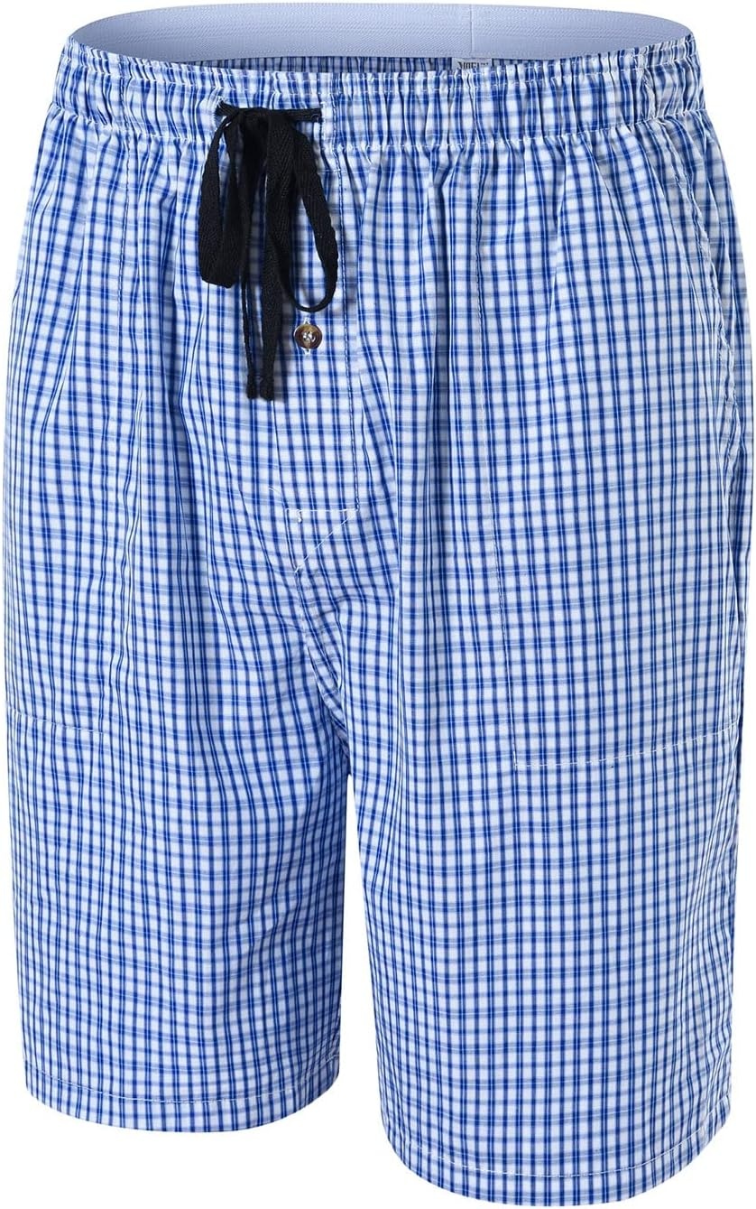 image:imageMoFiz Mens Plaid Pajama Shorts 3Pack Woven Cotton Sleep amp Lounge Shorts Lightweight PJ Bottoms with Pockets amp Button Fly3 Packd