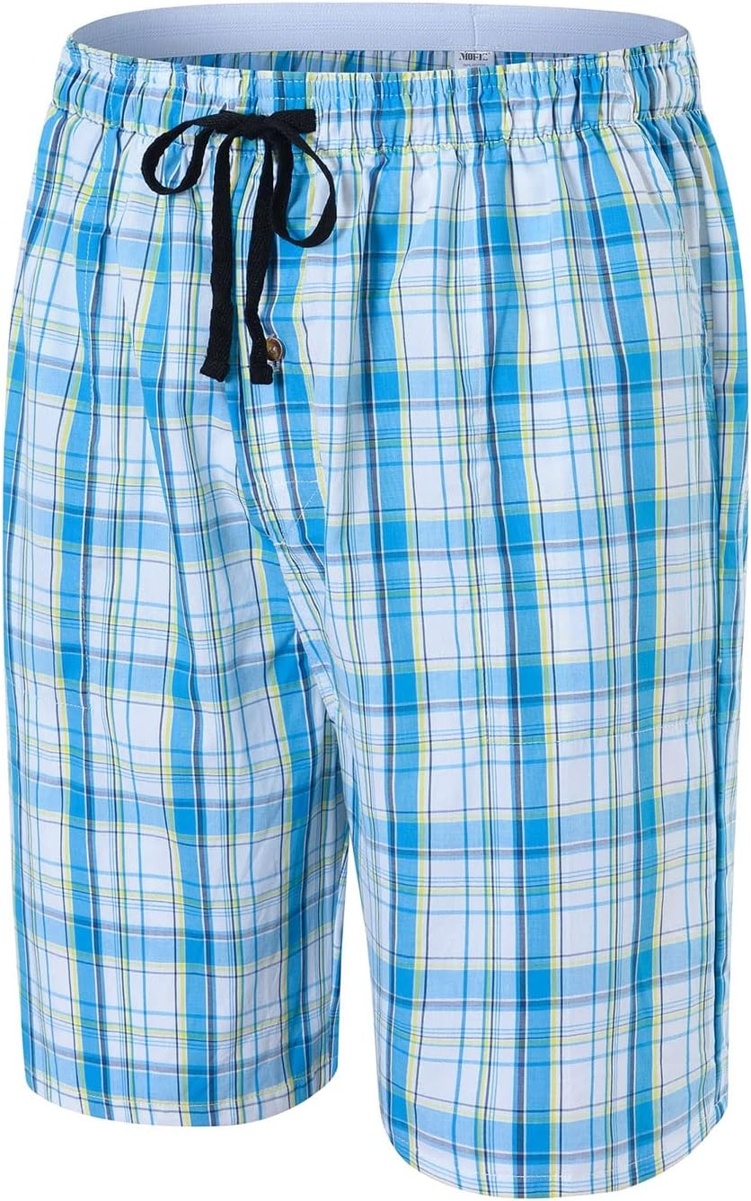 image:imageMoFiz Mens Plaid Pajama Shorts 3Pack Woven Cotton Sleep amp Lounge Shorts Lightweight PJ Bottoms with Pockets amp Button Fly3 Packd