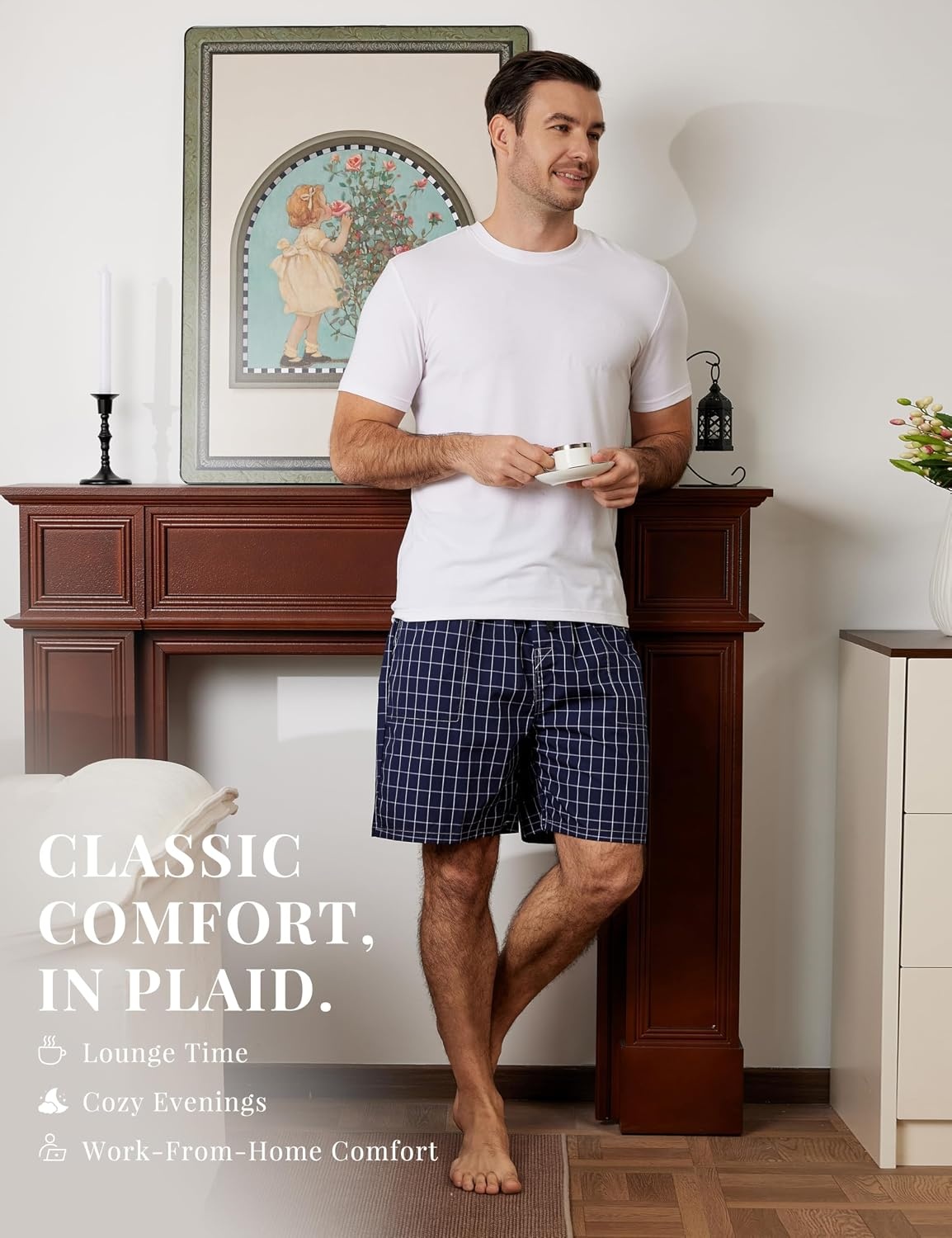 image:imageMoFiz Mens Plaid Pajama Shorts 3Pack Woven Cotton Sleep amp Lounge Shorts Lightweight PJ Bottoms with Pockets amp Button Fly3 Packe
