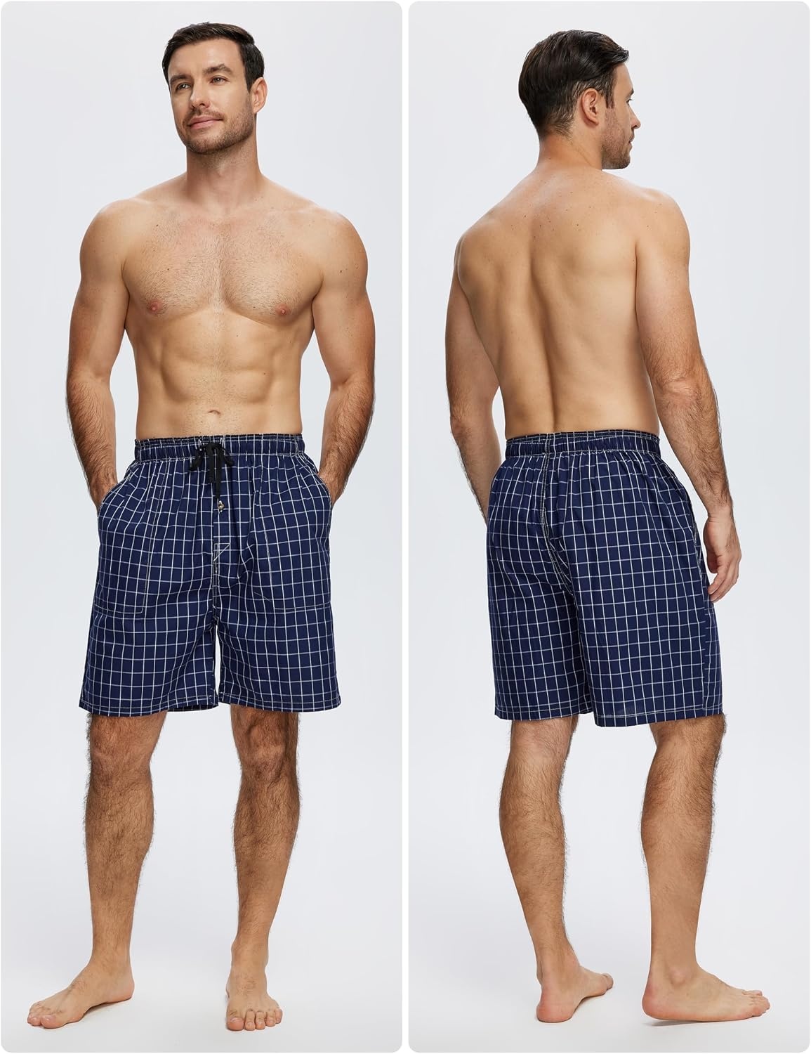 image:imageMoFiz Mens Plaid Pajama Shorts 3Pack Woven Cotton Sleep amp Lounge Shorts Lightweight PJ Bottoms with Pockets amp Button Fly3 Packe