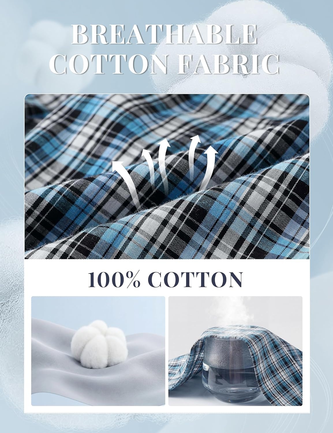 image:imageMoFiz Mens Plaid Pajama Shorts 3Pack Woven Cotton Sleep amp Lounge Shorts Lightweight PJ Bottoms with Pockets amp Button Fly3 Packh