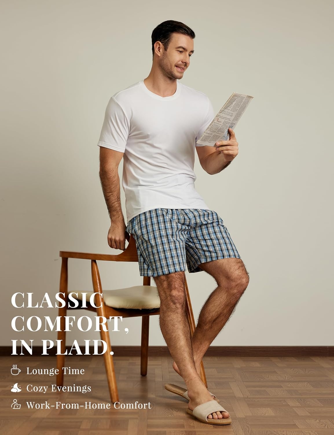 image:imageMoFiz Mens Plaid Pajama Shorts 3Pack Woven Cotton Sleep amp Lounge Shorts Lightweight PJ Bottoms with Pockets amp Button Fly3 Packh