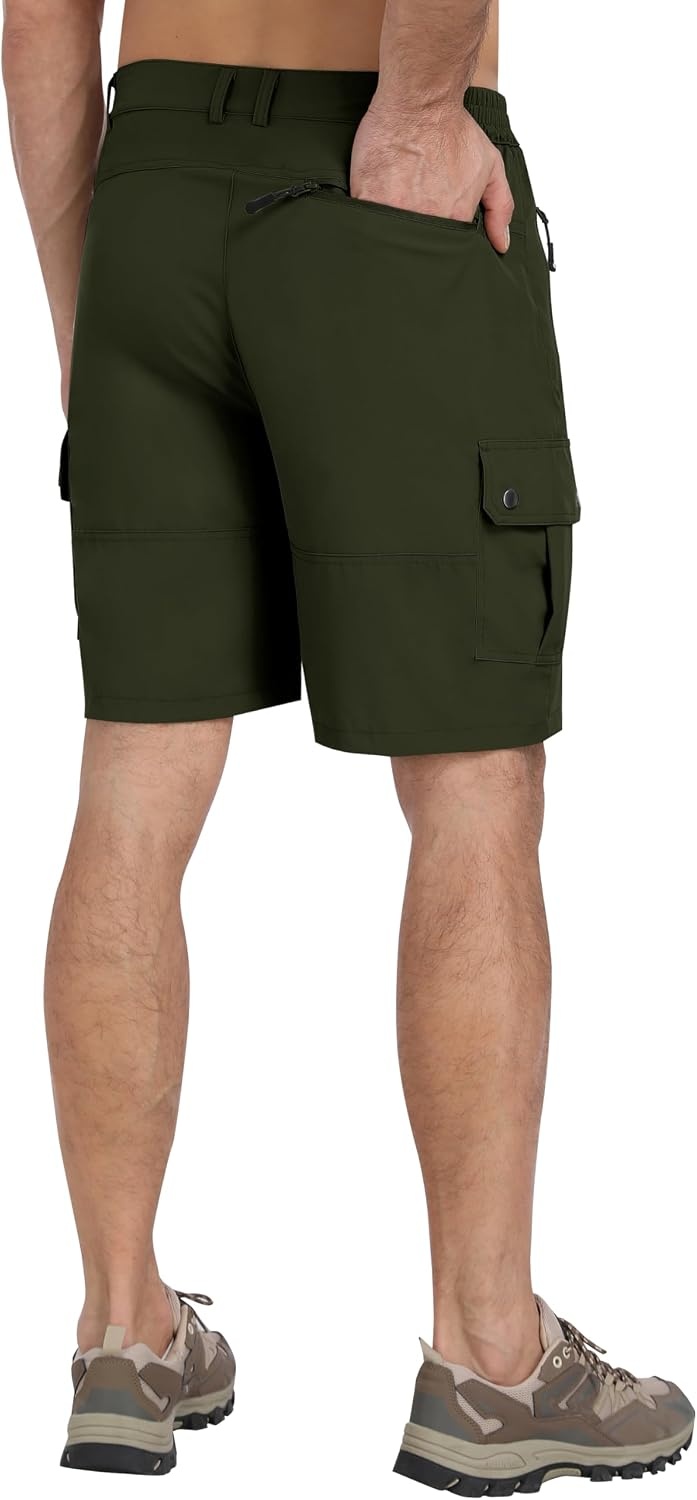 image:imageMoFiz Mens Qucik Dry Hiking Cargo Shorts 89 Lightweight Outdoor Mens Stretch Golf Casual Shorts with 5 PocketsArmy Green