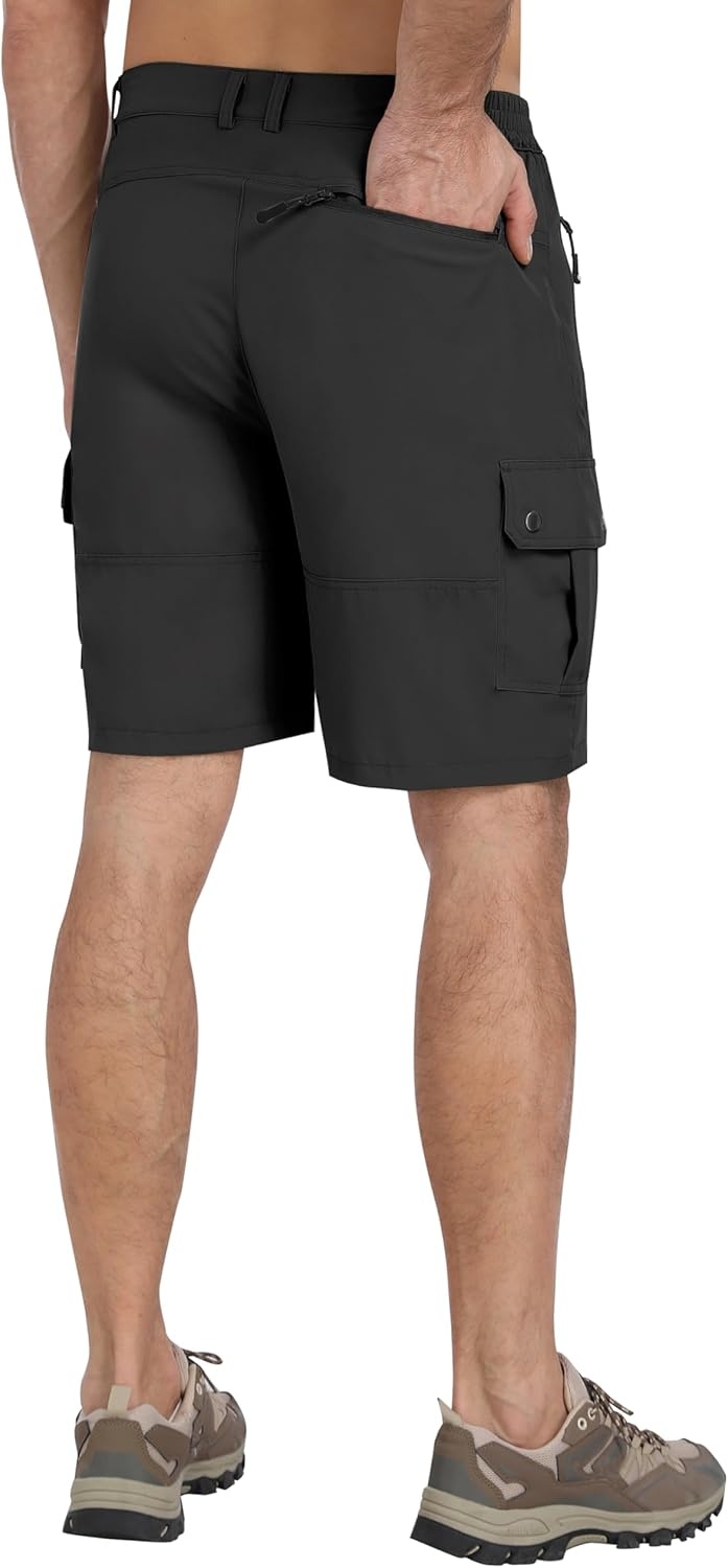 image:imageMoFiz Mens Qucik Dry Hiking Cargo Shorts 89 Lightweight Outdoor Mens Stretch Golf Casual Shorts with 5 PocketsDeep Grey