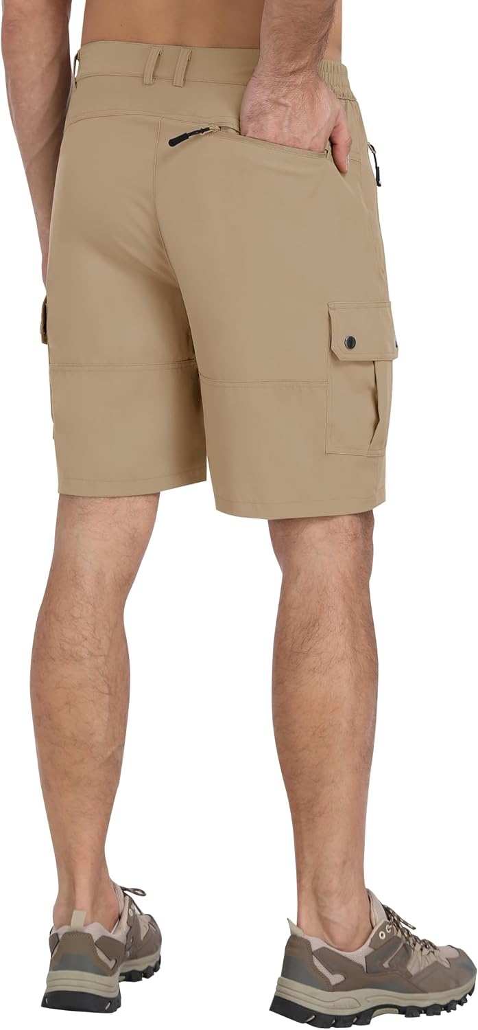 image:imageMoFiz Mens Qucik Dry Hiking Cargo Shorts 89 Lightweight Outdoor Mens Stretch Golf Casual Shorts with 5 PocketsKhaki