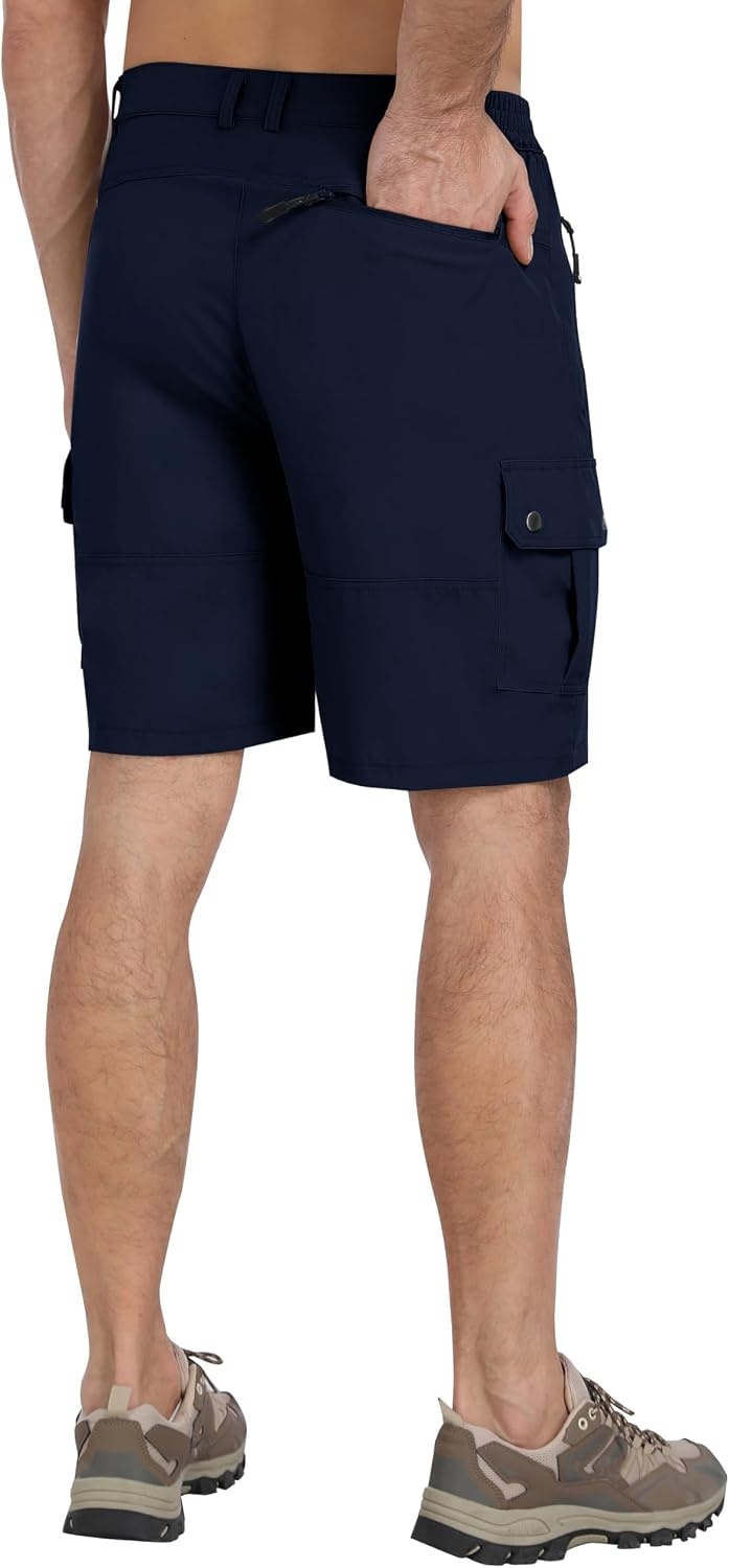 image:imageMoFiz Mens Qucik Dry Hiking Cargo Shorts 89 Lightweight Outdoor Mens Stretch Golf Casual Shorts with 5 PocketsNavy