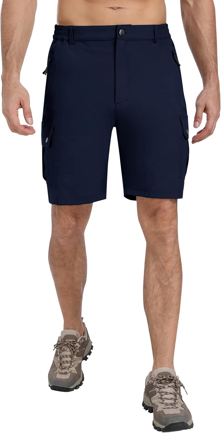 image:imageMoFiz Mens Qucik Dry Hiking Cargo Shorts 89 Lightweight Outdoor Mens Stretch Golf Casual Shorts with 5 PocketsNavy