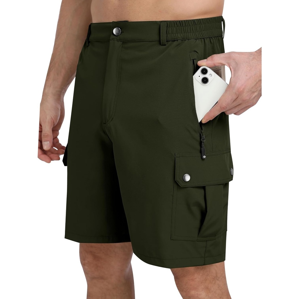image:imageMoFiz Mens Qucik Dry Hiking Cargo Shorts 89 Lightweight Outdoor Mens Stretch Golf Casual Shorts with 5 PocketsArmy Green
