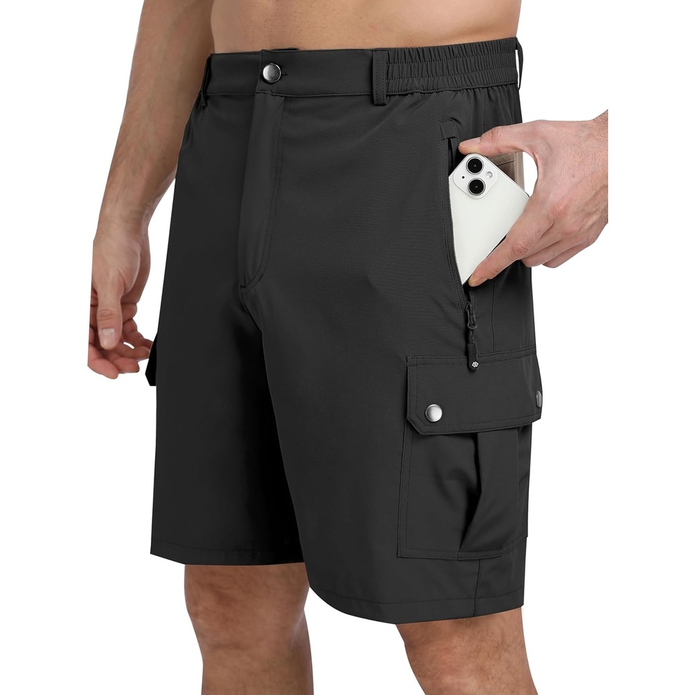 image:imageMoFiz Mens Qucik Dry Hiking Cargo Shorts 89 Lightweight Outdoor Mens Stretch Golf Casual Shorts with 5 PocketsDeep Grey